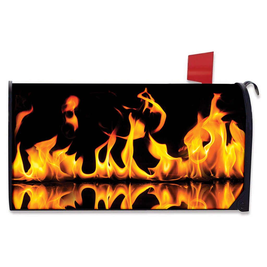 Fire Flame Burning Print Mailbox Cover