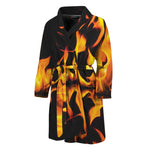 Fire Flame Burning Print Men's Bathrobe