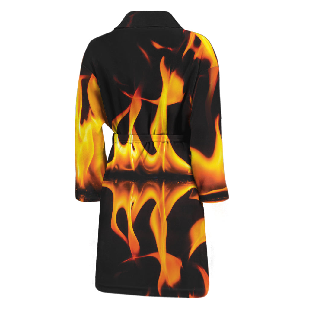 Fire Flame Burning Print Men's Bathrobe