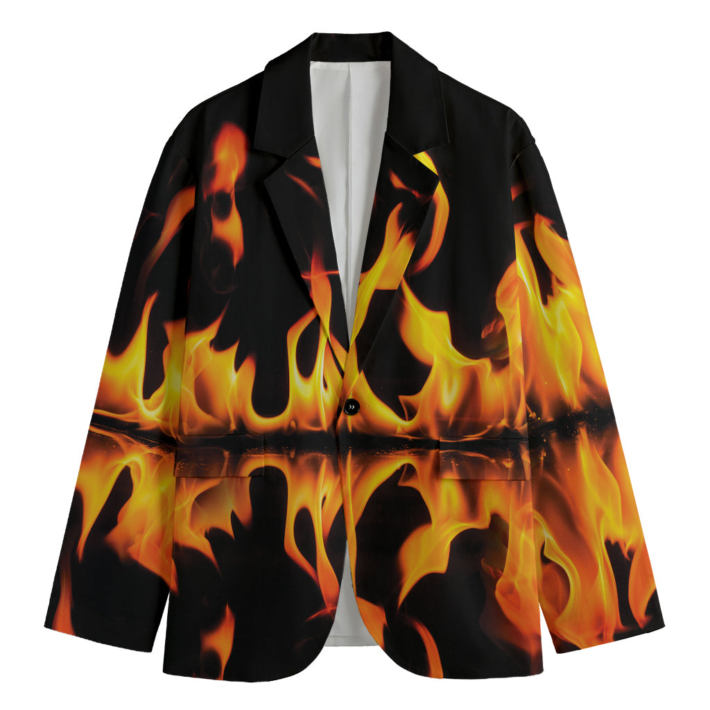 Fire Flame Burning Print Men's Blazer