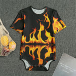 Fire Flame Burning Print Men's Bodysuit