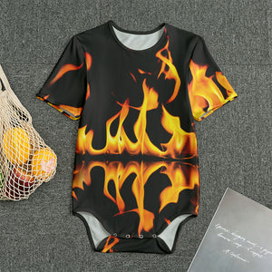 Fire Flame Burning Print Men's Bodysuit