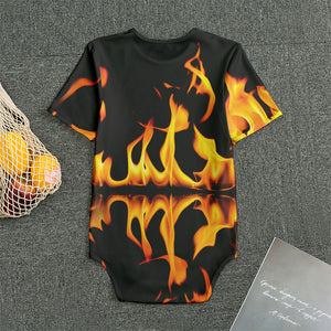 Fire Flame Burning Print Men's Bodysuit