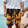 Fire Flame Burning Print Men's Cargo Shorts