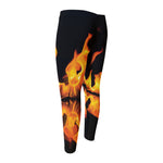 Fire Flame Burning Print Men's Compression Pants