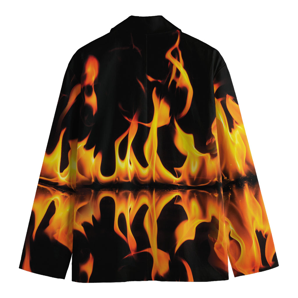 Fire Flame Burning Print Men's Cotton Blazer