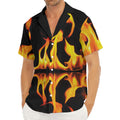 Fire Flame Burning Print Men's Deep V-Neck Shirt