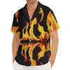 Fire Flame Burning Print Men's Deep V-Neck Shirt