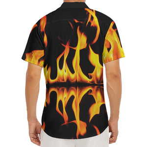 Fire Flame Burning Print Men's Deep V-Neck Shirt