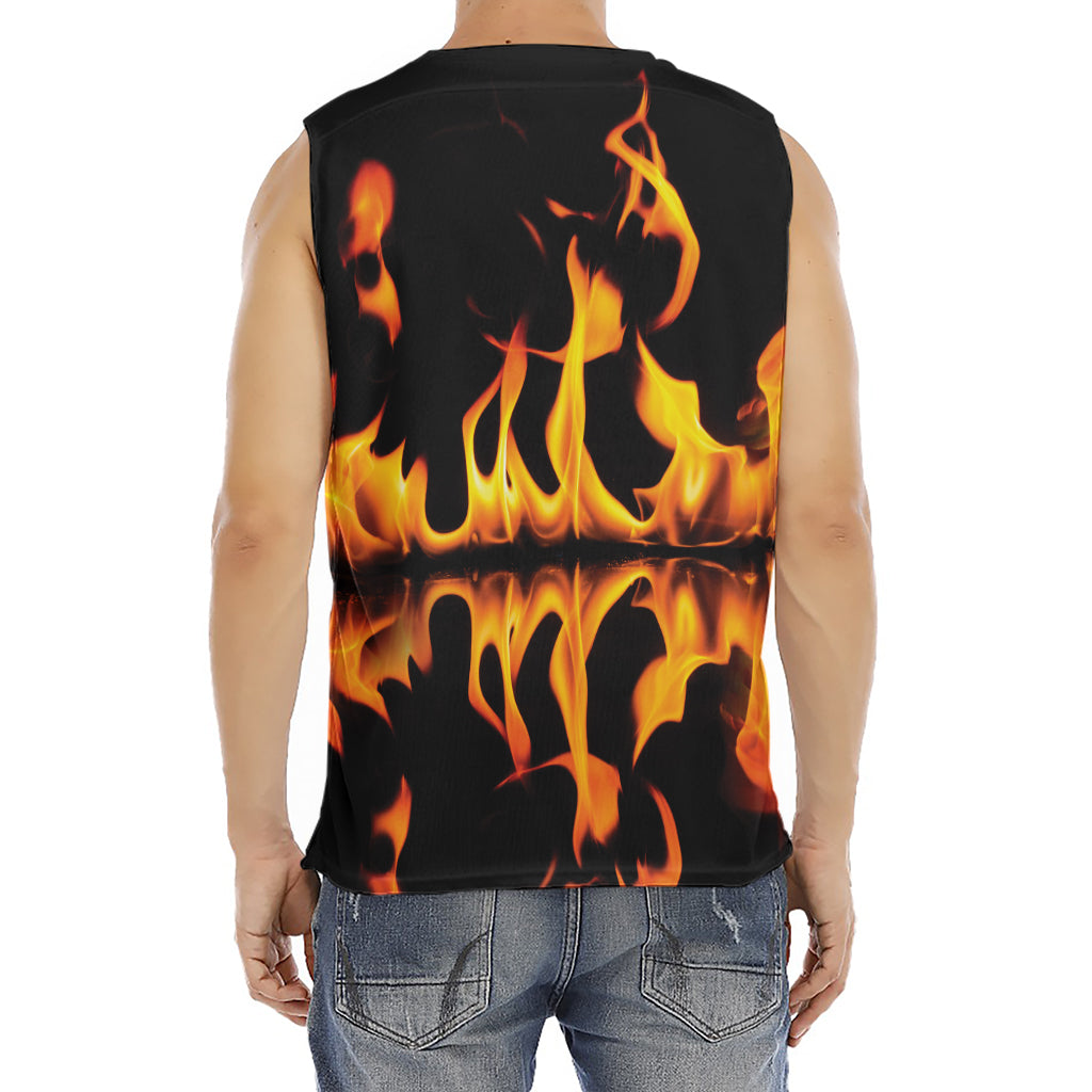 Fire Flame Burning Print Men's Fitness Tank Top