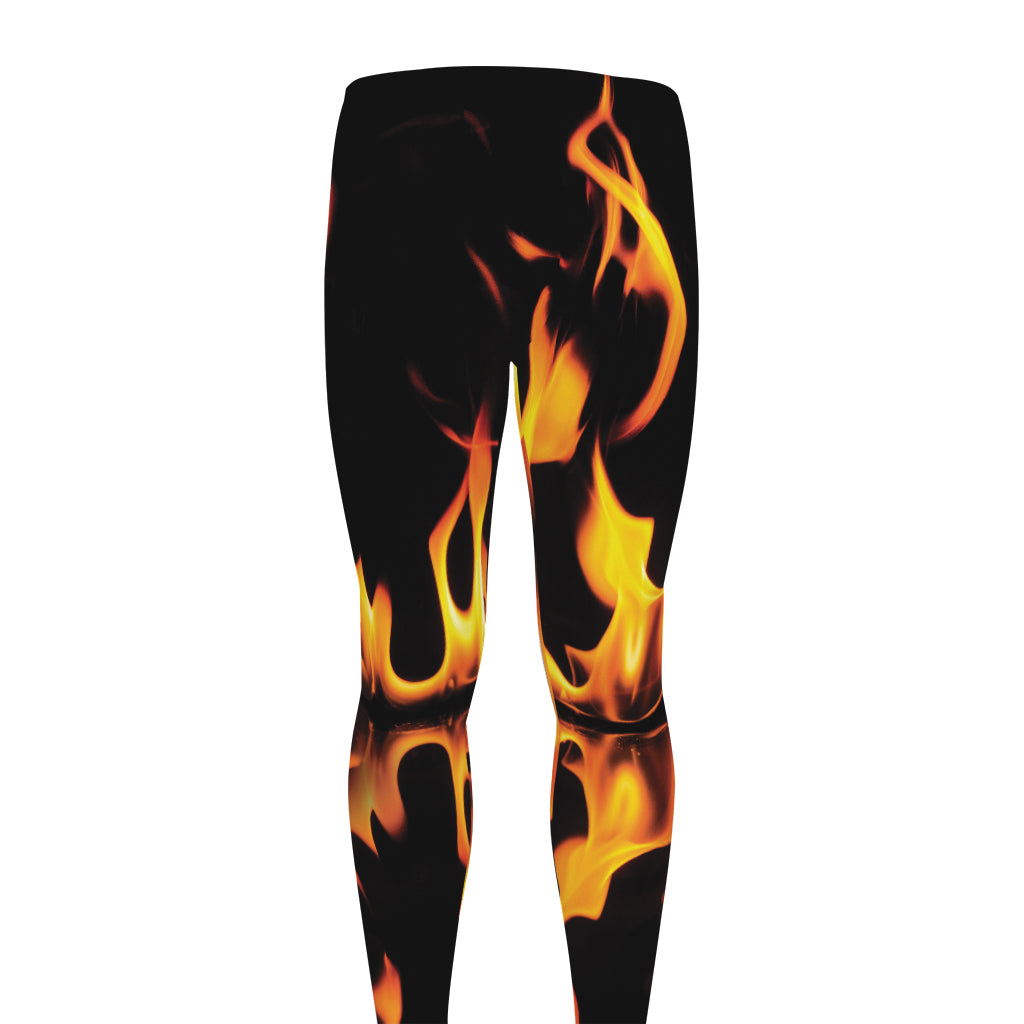 Fire Flame Burning Print Men's leggings