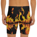 Fire Flame Burning Print Men's Long Boxer Briefs