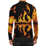 Fire Flame Burning Print Men's Long Sleeve Rash Guard