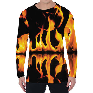 Fire Flame Burning Print Men's Long Sleeve T-Shirt