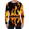 Fire Flame Burning Print Men's Long Sleeve T-Shirt