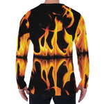 Fire Flame Burning Print Men's Long Sleeve T-Shirt