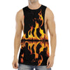 Fire Flame Burning Print Men's Muscle Tank Top