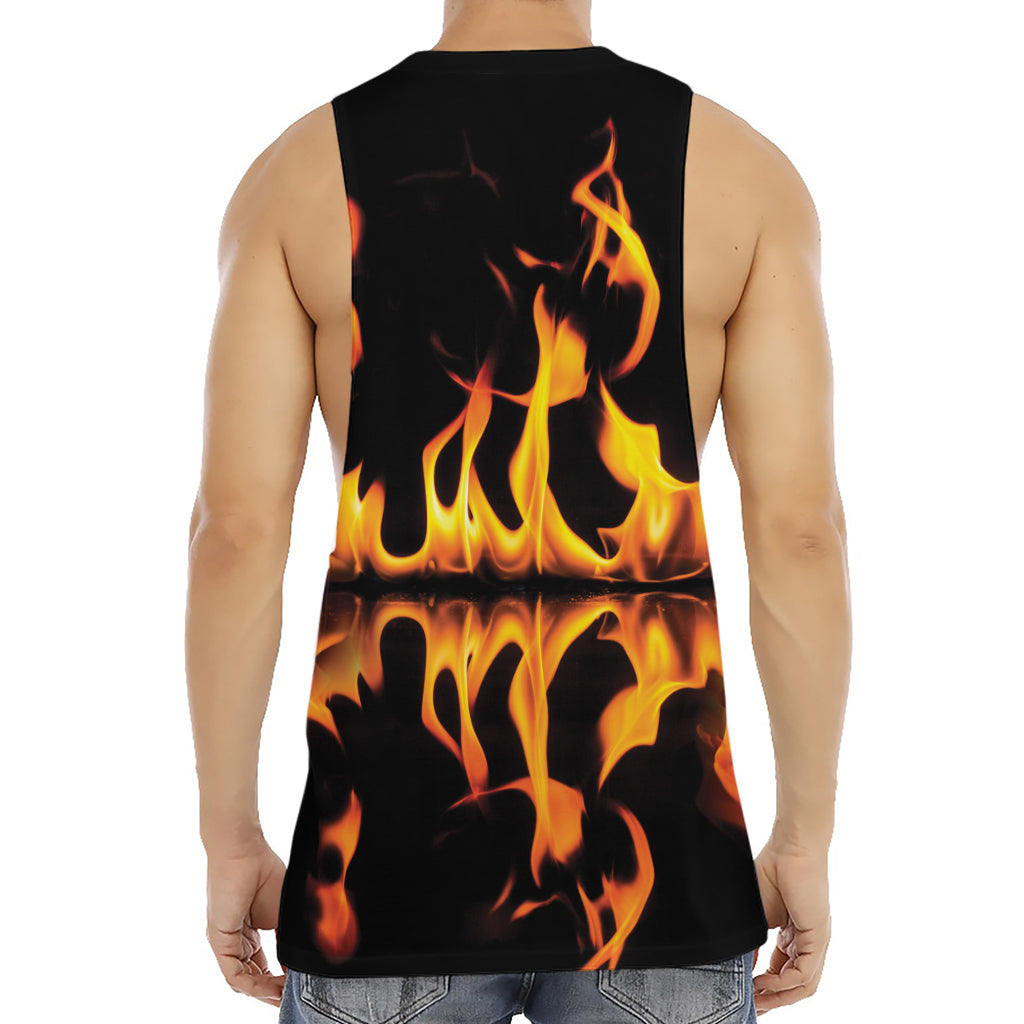 Fire Flame Burning Print Men's Muscle Tank Top