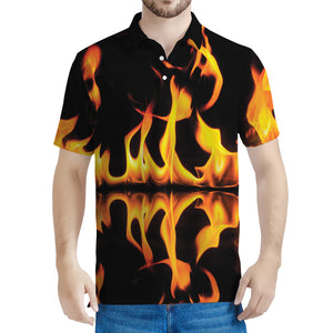 Fire Flame Burning Print Men's Polo Shirt