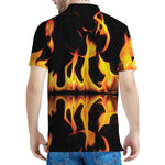 Fire Flame Burning Print Men's Polo Shirt