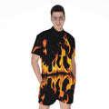 Fire Flame Burning Print Men's Romper