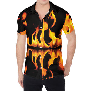 Fire Flame Burning Print Men's Shirt