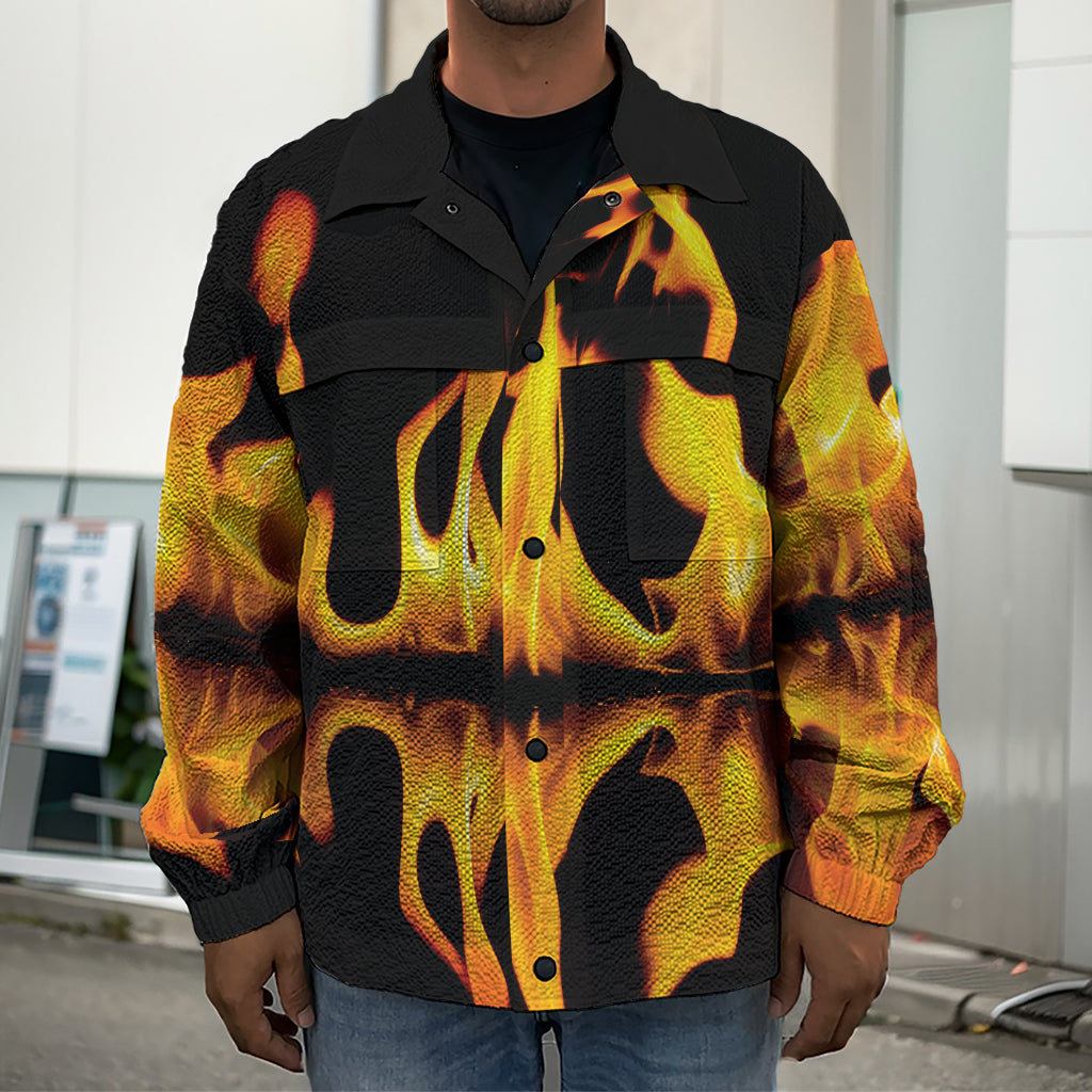 Fire Flame Burning Print Men's Shirt Jacket