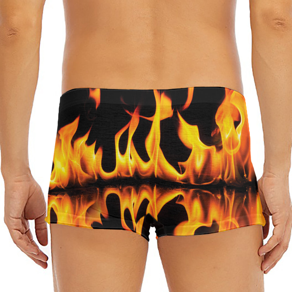 Fire Flame Burning Print Men's Short Boxer Briefs