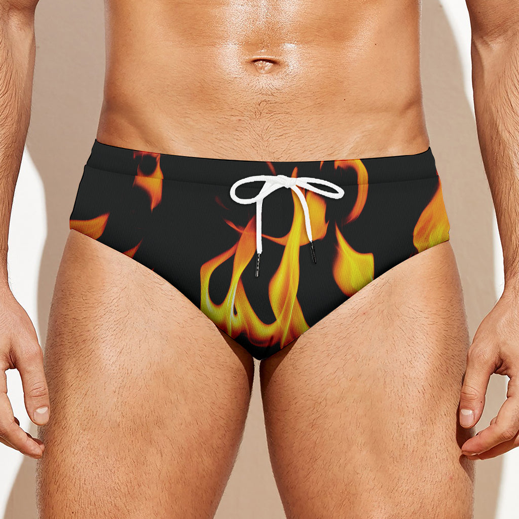 Fire Flame Burning Print Men's Swim Briefs