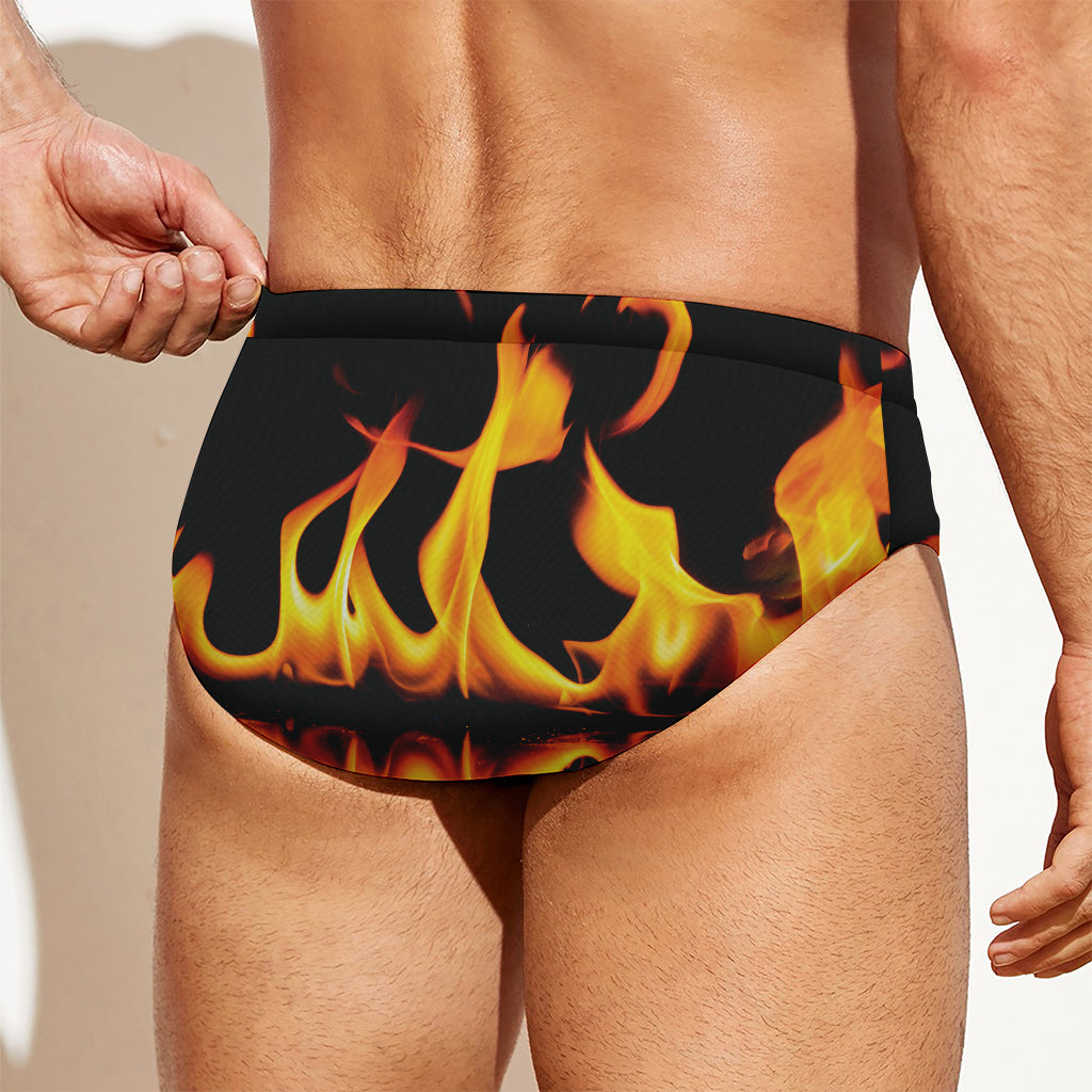 Fire Flame Burning Print Men's Swim Briefs