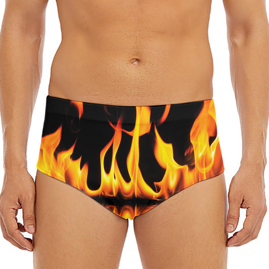 Fire Flame Burning Print Men's Triangle Swim Briefs