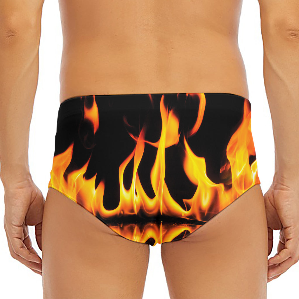 Fire Flame Burning Print Men's Triangle Swim Briefs
