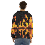 Fire Flame Burning Print Men's Velvet Pullover Hoodie