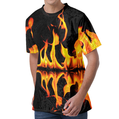 Fire Flame Burning Print Men's Velvet T-Shirt