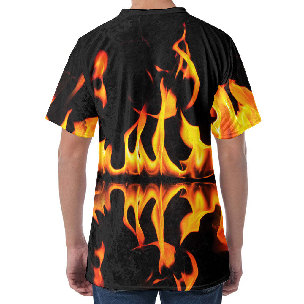 Fire Flame Burning Print Men's Velvet T-Shirt
