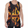 Fire Flame Burning Print Men's Velvet Tank Top