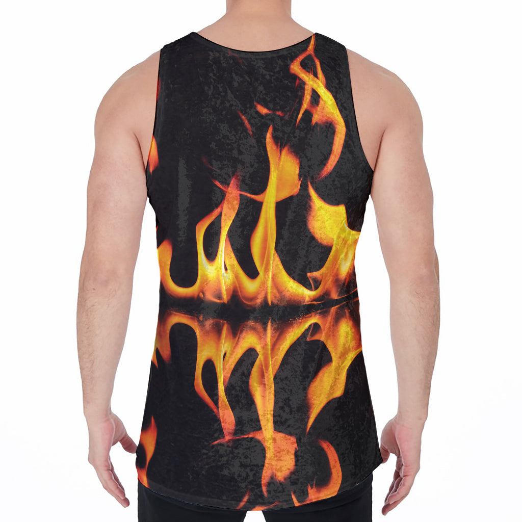 Fire Flame Burning Print Men's Velvet Tank Top