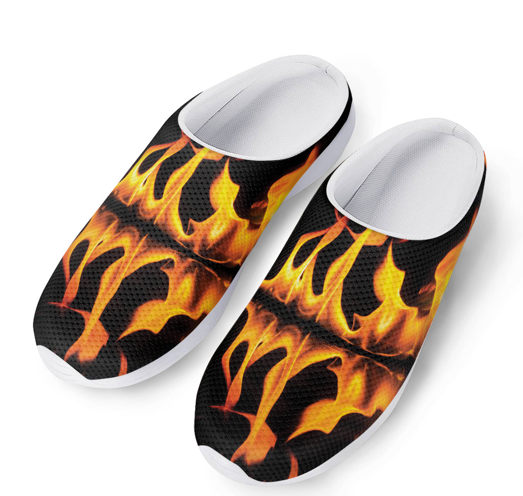 Fire Flame Burning Print Mesh Casual Shoes