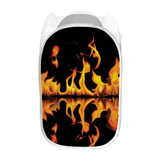 Fire Flame Burning Print Mesh Laundry Hamper