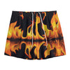 Fire Flame Burning Print Mesh Shorts