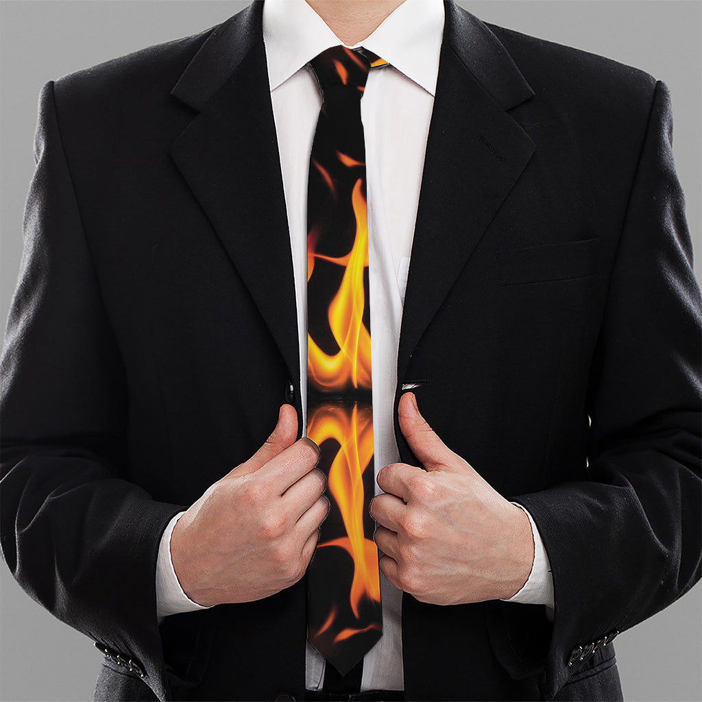 Fire Flame Burning Print Necktie