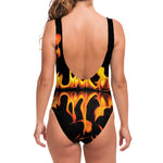 Fire Flame Burning Print One Piece Swimsuit