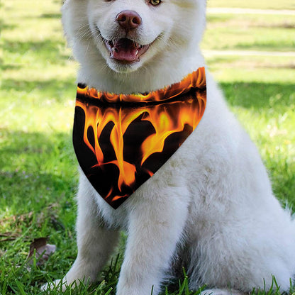 Fire Flame Burning Print Over The Collar Dog Bandana