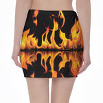 Fire Flame Burning Print Pencil Mini Skirt