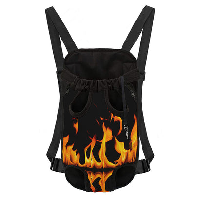 Fire Flame Burning Print Pet Carrier Backpack