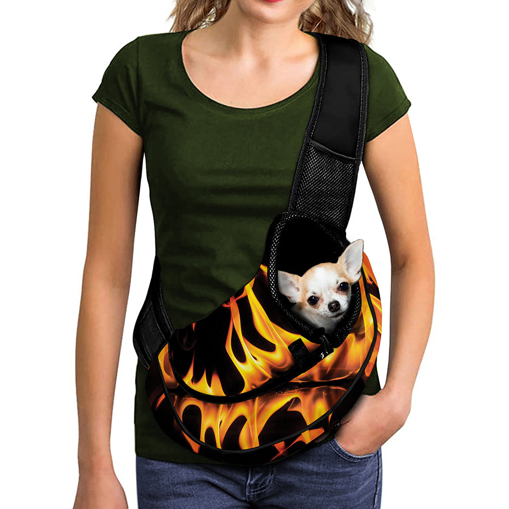 Fire Flame Burning Print Pet Sling Carrier