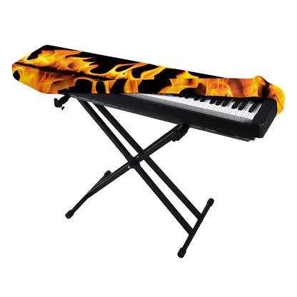 Fire Flame Burning Print Piano Keyboard Cover