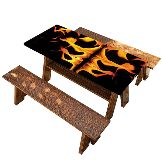 Fire Flame Burning Print Picnic Table Cover