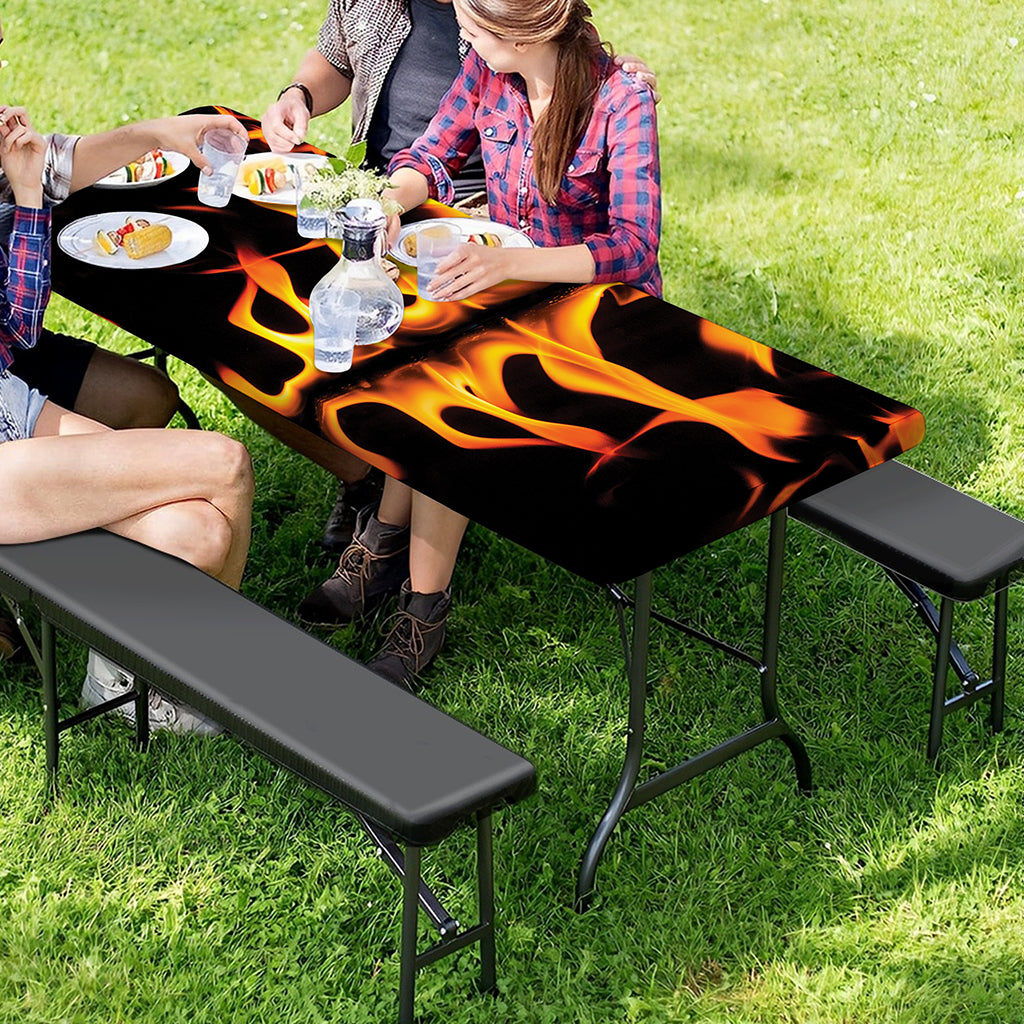Fire Flame Burning Print Picnic Table Cover