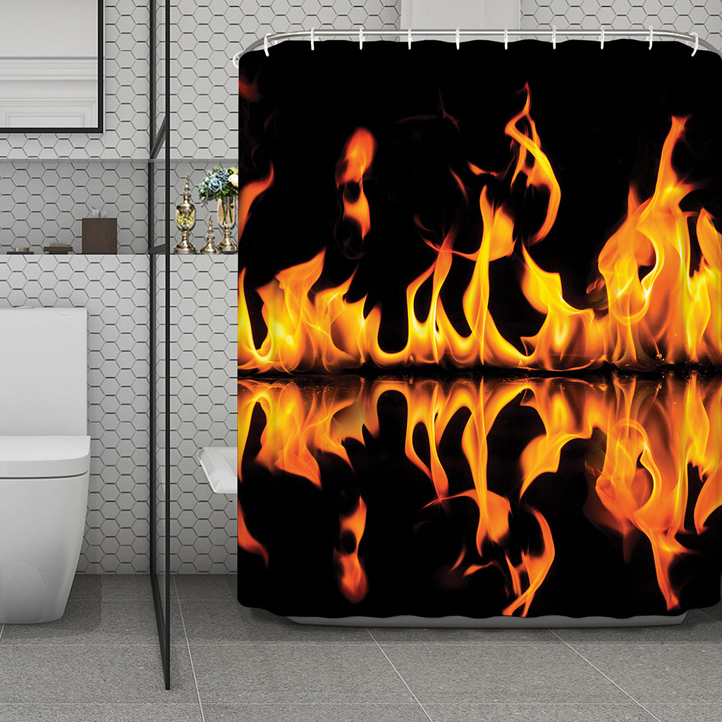 Fire Flame Burning Print Polyester Shower Curtain